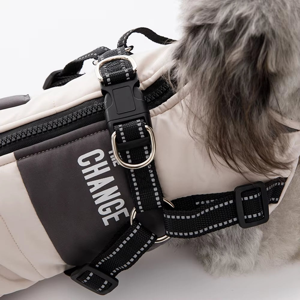 Windproof Dog Clothes Winter Dog Coat with Harness Warm Pet Clothing Small Dog Jacket Chihuahua Labrador Bulldog Coat Costume