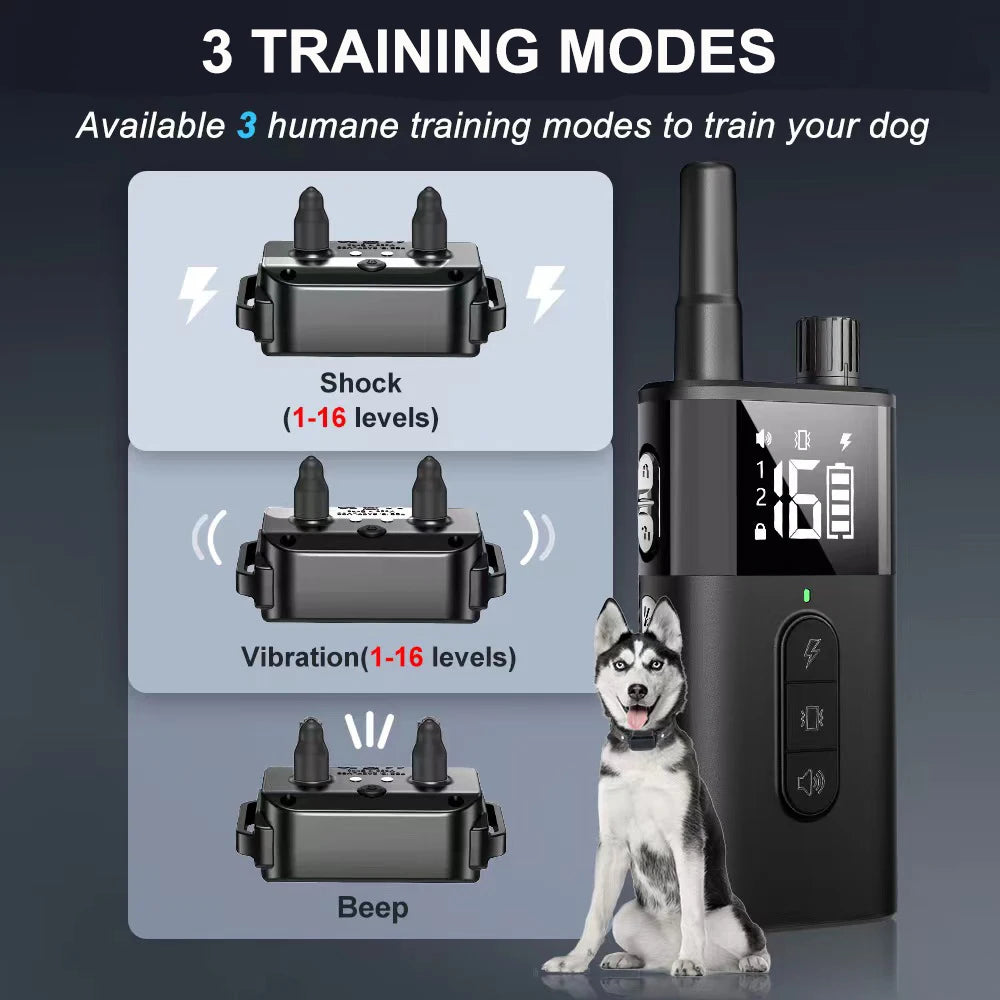 Dog Training Collar Dog Shock Collar with Remote 2600FT Electric Dog Training Collar with 3 Training Modes 16 Level Adjustable S