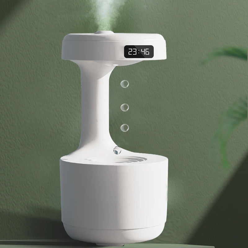 Anti Gravity Humidifier with LED Clock Display,Floating Water Droplet Humidifier - for Home Deco