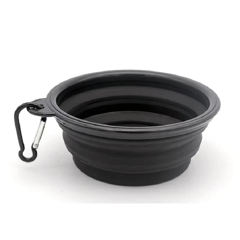1000ML Silicone Dog Feeder Bowl with Carabiner Folding Cat Bowl Travel Dog Feeding Supplies Food Water Container Pet Accessories