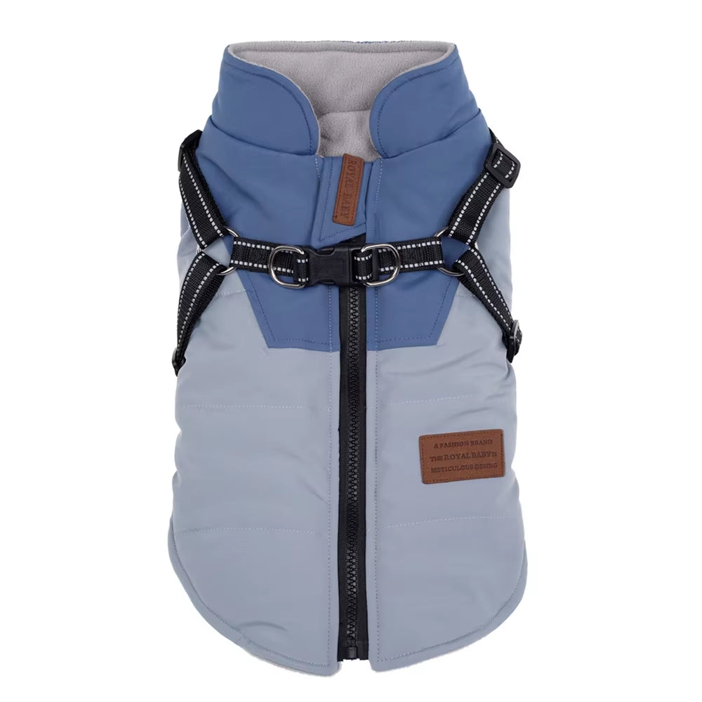 Windproof Dog Clothes Winter Dog Coat with Harness Warm Pet Clothing Small Dog Jacket Chihuahua Labrador Bulldog Coat Costume