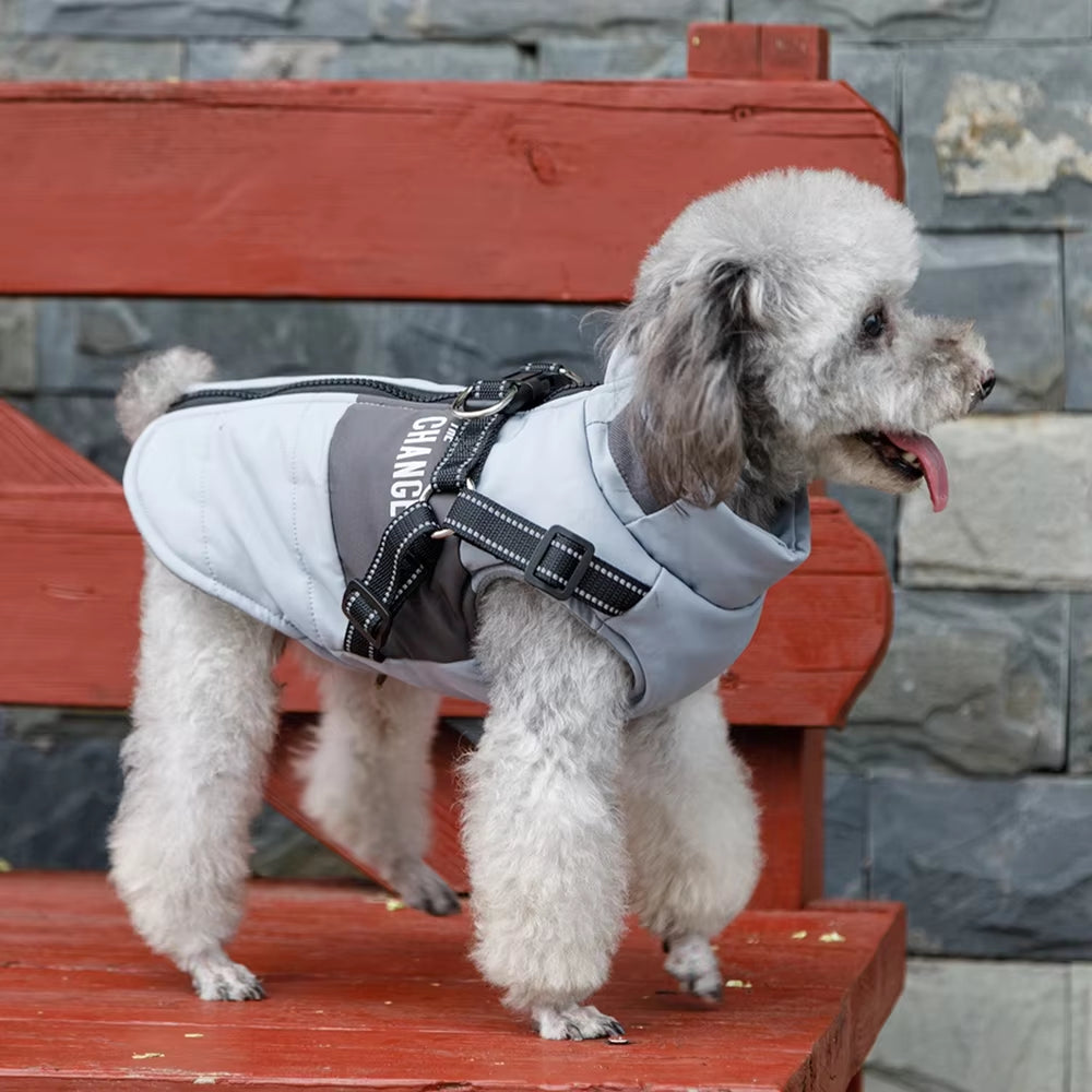 Windproof Dog Clothes Winter Dog Coat with Harness Warm Pet Clothing Small Dog Jacket Chihuahua Labrador Bulldog Coat Costume