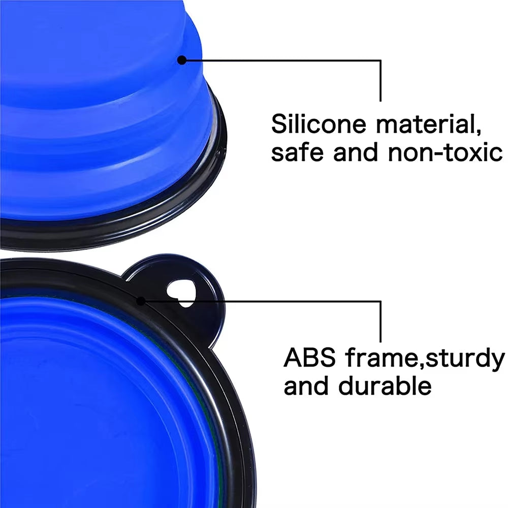 1000ML Silicone Dog Feeder Bowl with Carabiner Folding Cat Bowl Travel Dog Feeding Supplies Food Water Container Pet Accessories