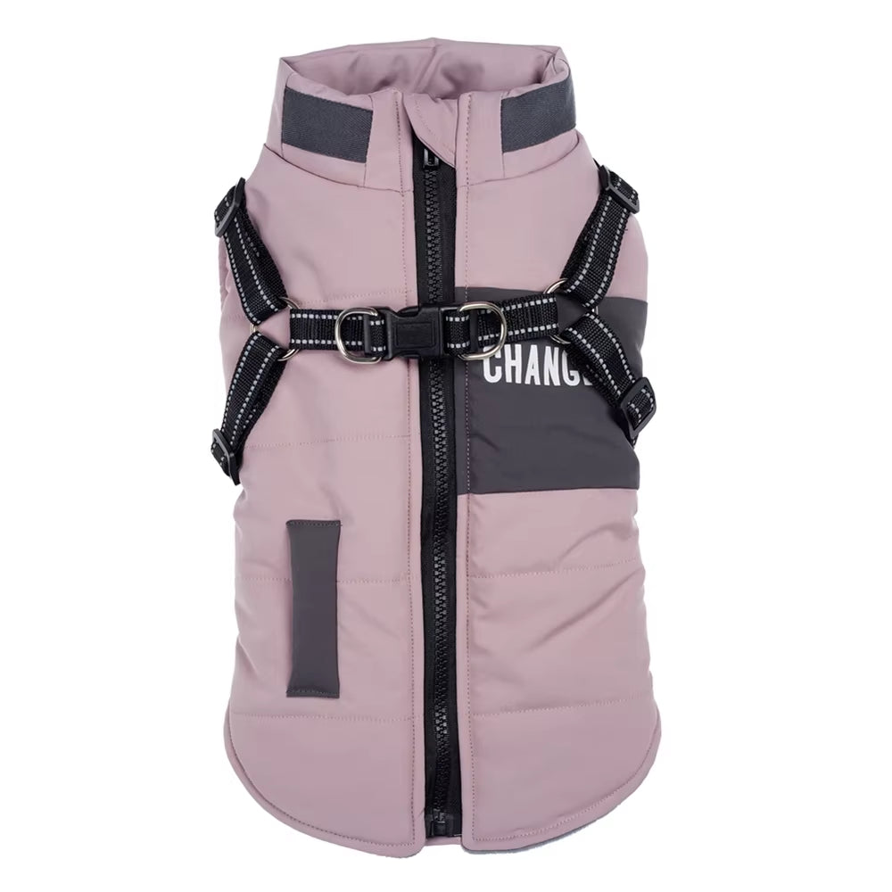 Windproof Dog Clothes Winter Dog Coat with Harness Warm Pet Clothing Small Dog Jacket Chihuahua Labrador Bulldog Coat Costume