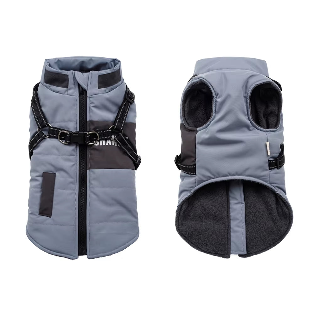 Windproof Dog Clothes Winter Dog Coat with Harness Warm Pet Clothing Small Dog Jacket Chihuahua Labrador Bulldog Coat Costume